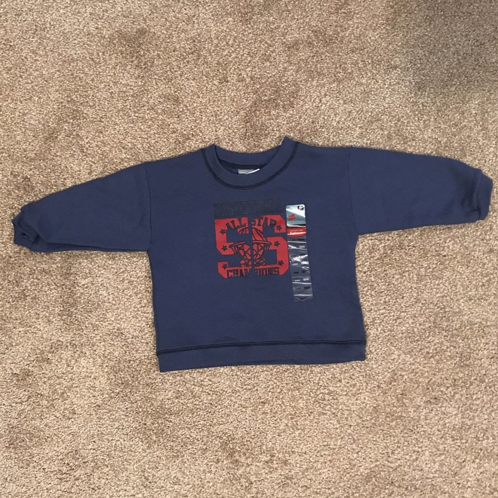 Hanes Premium Baby Boys Blue Basketball Sweatshirt - 18m